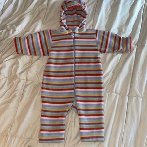 6-12 month striped Fleece bunting